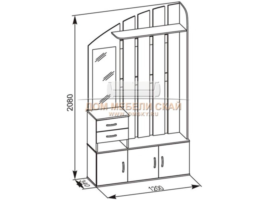 Прихожая 3 вешалка с зеркалом 9550 св мебель
