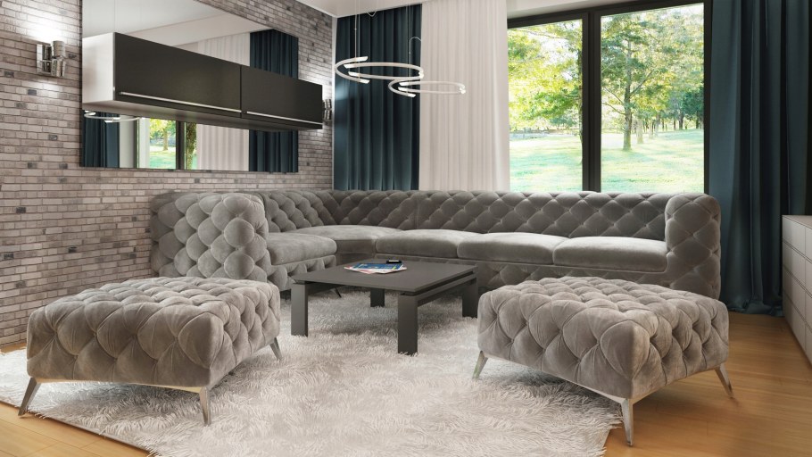 Стеганный диван в интерьере