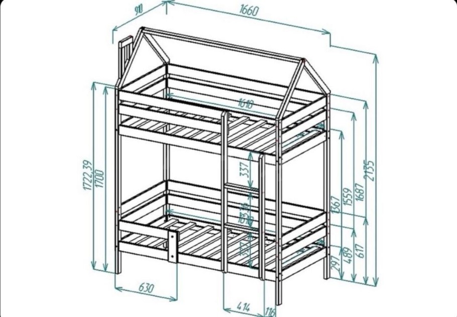 Кровать домик с развернутой крышей