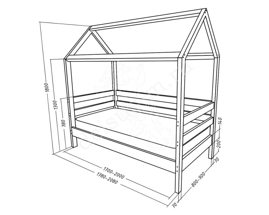 Чертеж по производству детской кровати домик