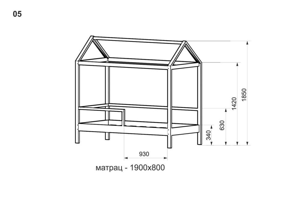 Кровать домик Ненси 80х160 бук