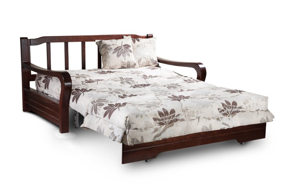 Диван аккордеон Женева с деревянными подлокотниками