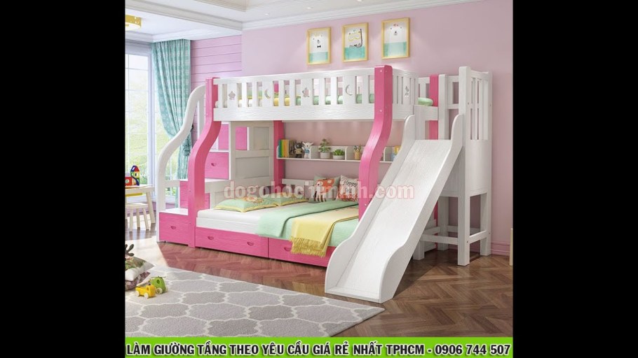 Двухэтажная кровать для детей с горкой