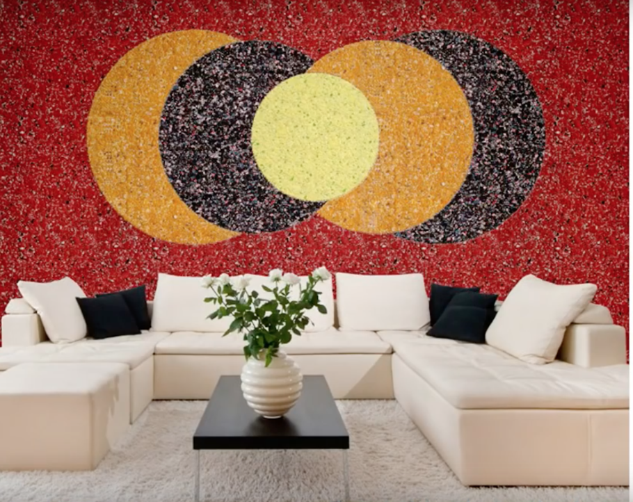 Рисунок на потолке жидкими обоями