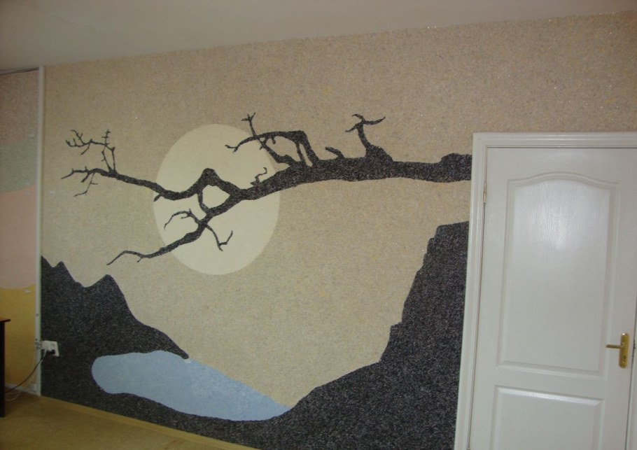 Декор стен жидкими обоями