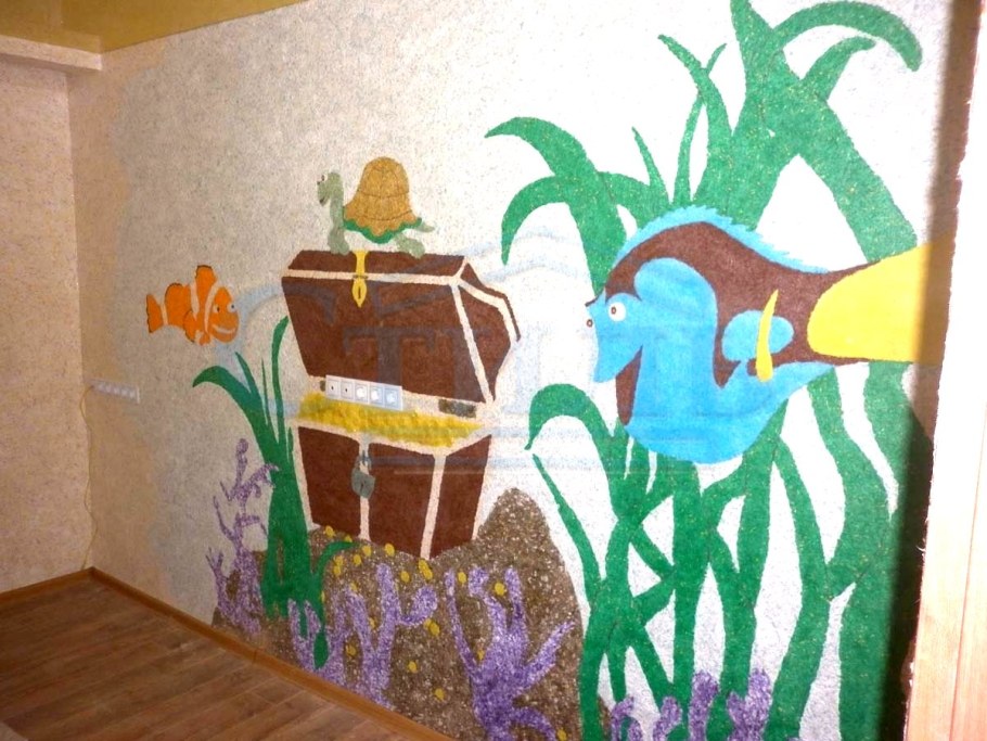 Потолок в детской жидкими обоями