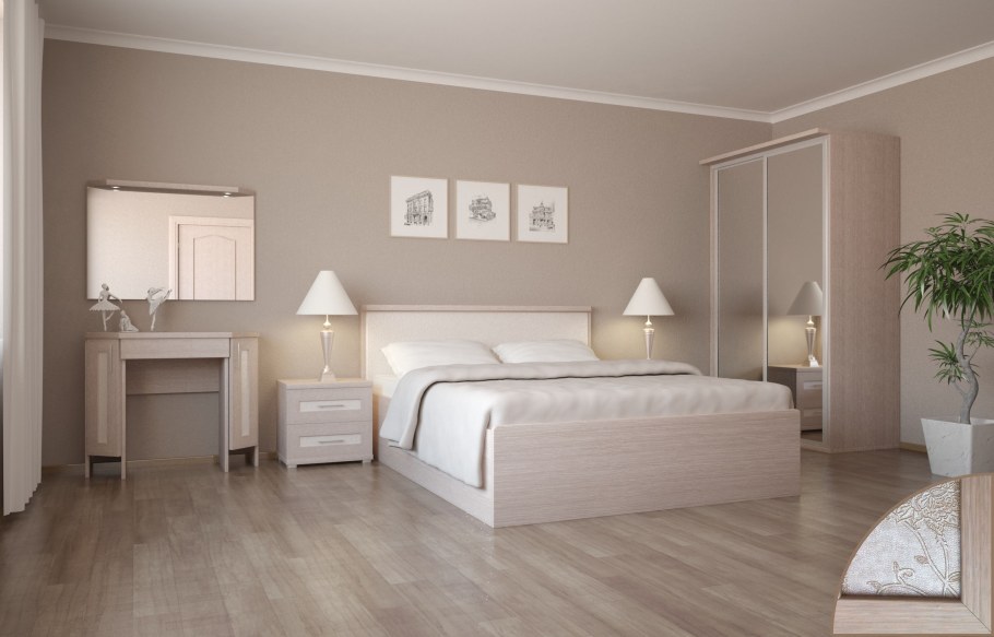 Спальня песочного цвета