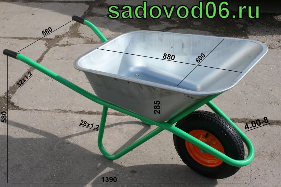 Размеры садовой Тачки одноколесной