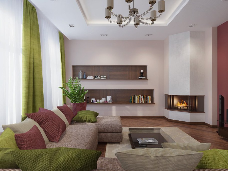 Гостиная с 5 углами интерьер