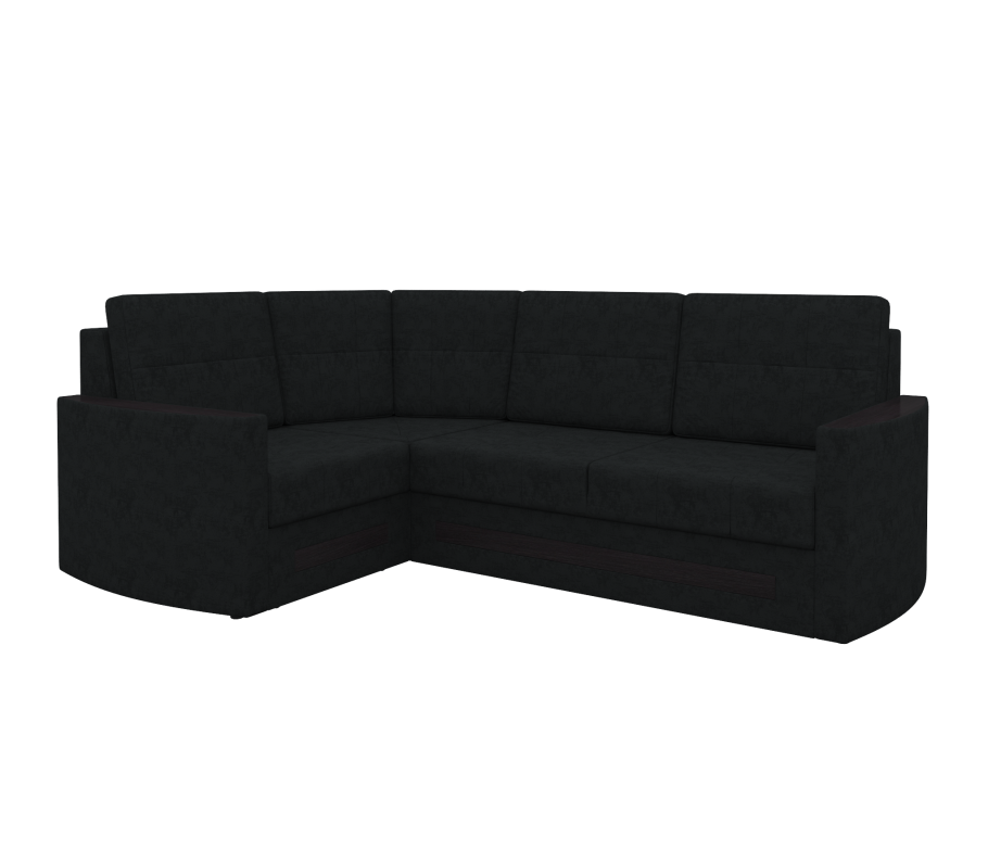 Черный угловой диван на белом фоне