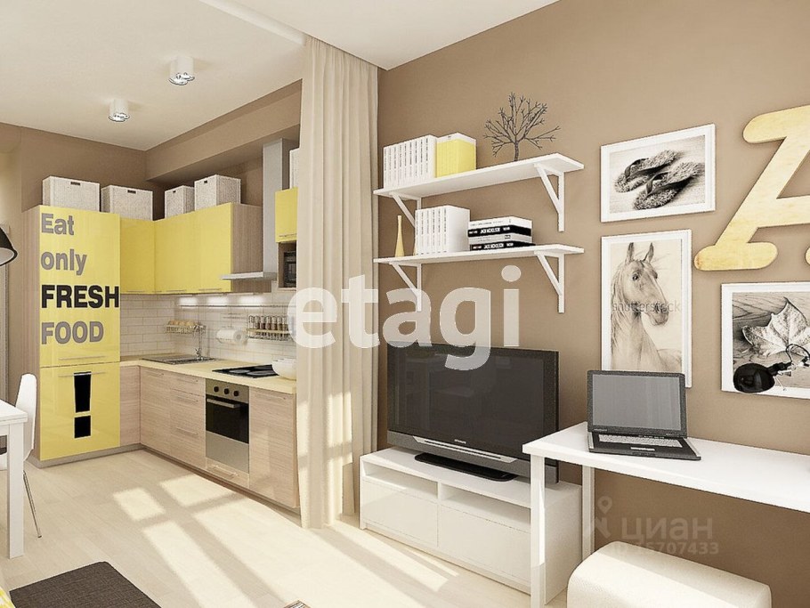 Интерьер студии 18 кв.м