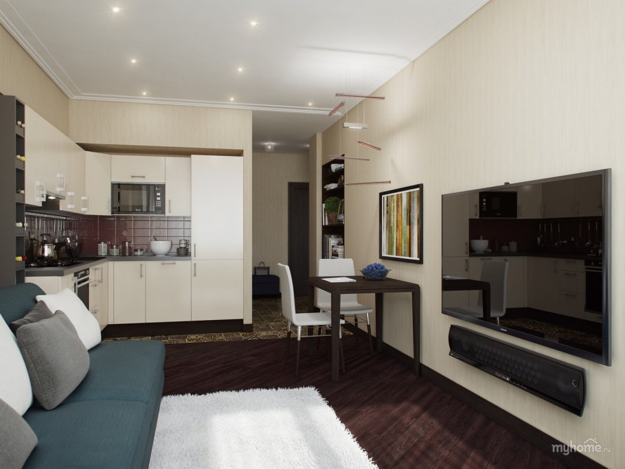 Интерьер квартиры студии 27кв