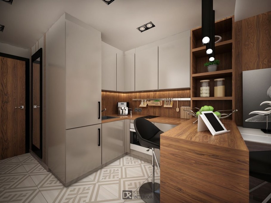 Планировка кухни студии 30 кв.м