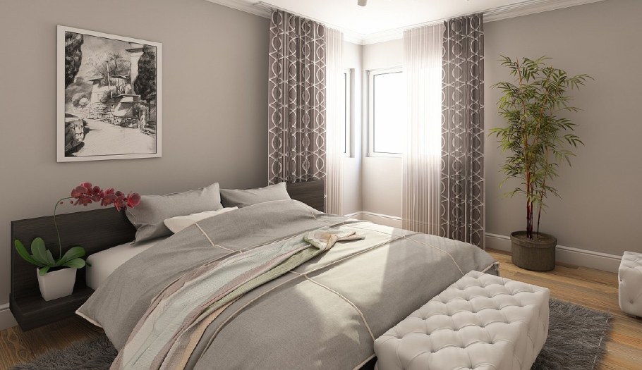 Комната с двумя окнами спальня