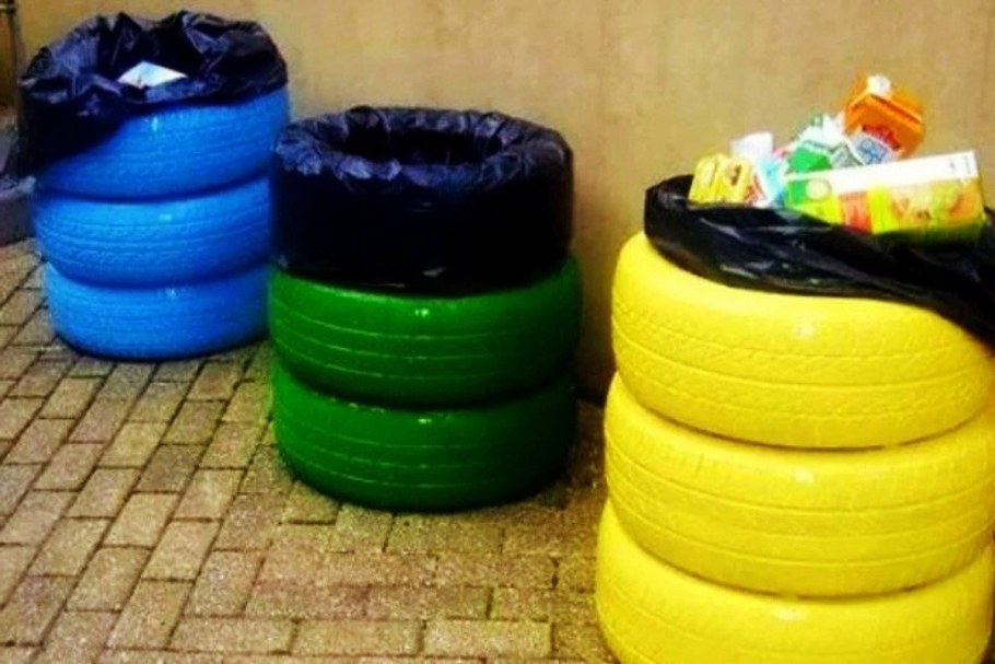 Фигуры из шин для сада