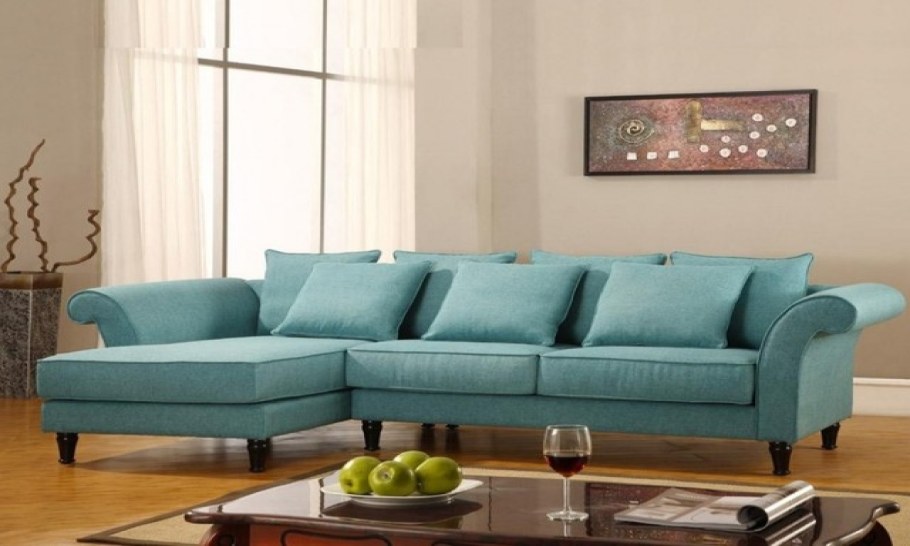 Угловой диван бирюзового цвета