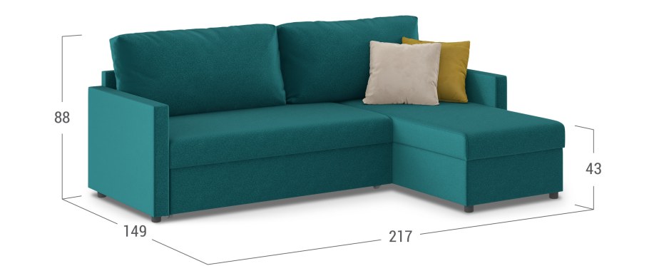 Диван угловой бирюзовый