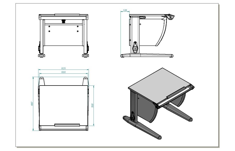 Школьная парта Эрисмана чертёж