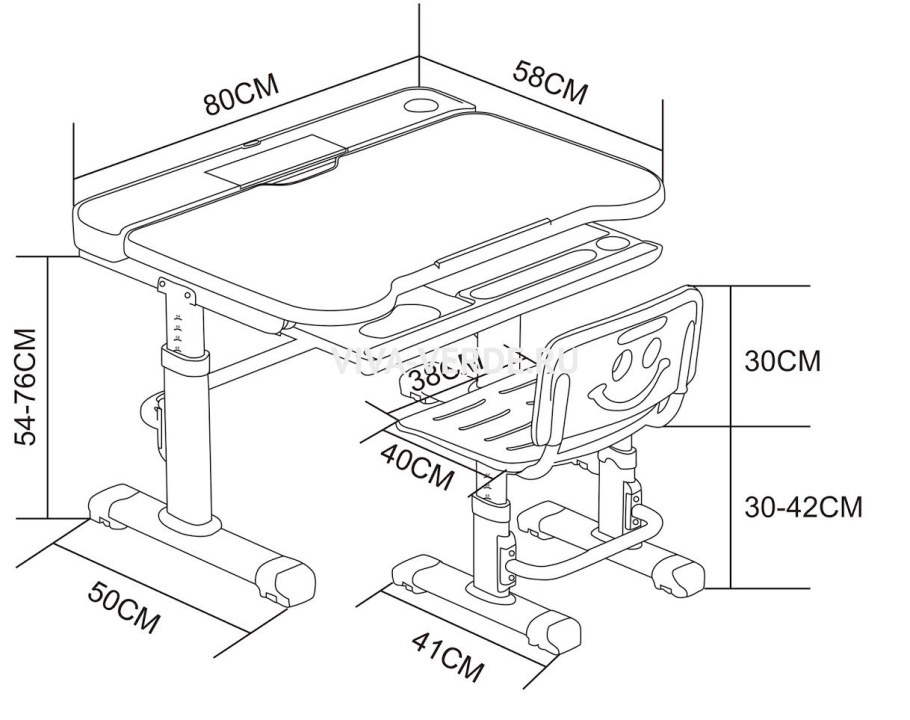 Растущая парта макси белый