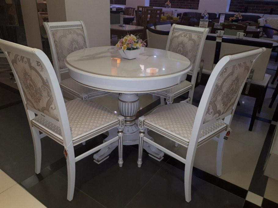 Стол Кадис 150/95-ОВШ белый с золотой патиной