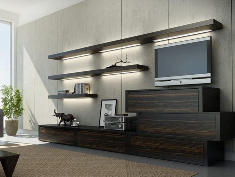 Горка в гостиную с компьютерным столом