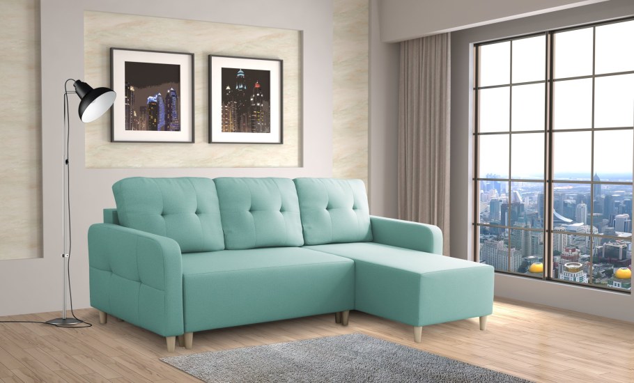 Серый диван в скандинавском стиле