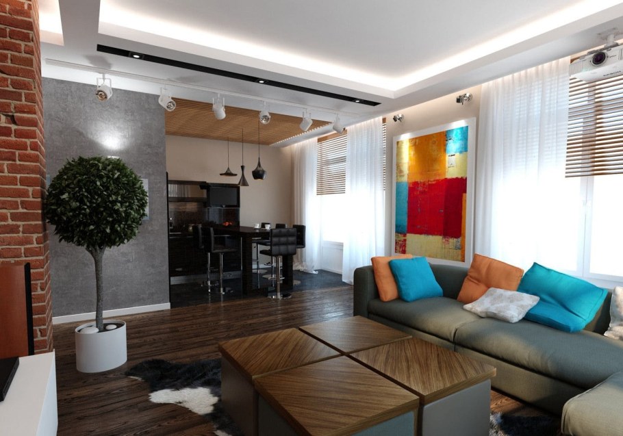 Стиль лофт в однокомнатной квартире 30 кв.м