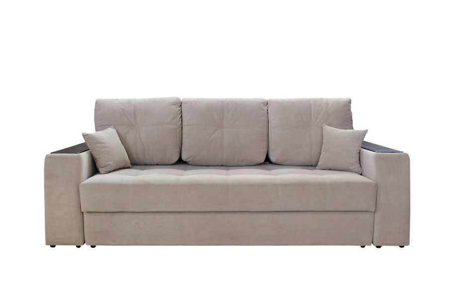 Прямой диван Эдинбург д3 (Vivaldi 06/Shaggy grafit/тиковое дерево)