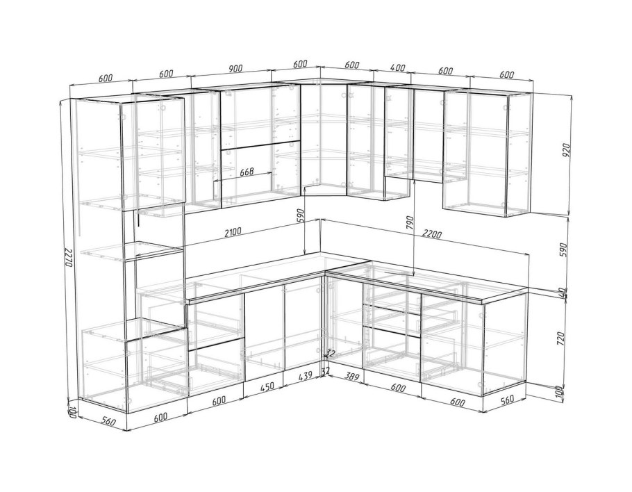 Чертеж современной кухни