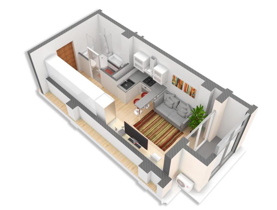 Кухня лофт в студии 30 кв м