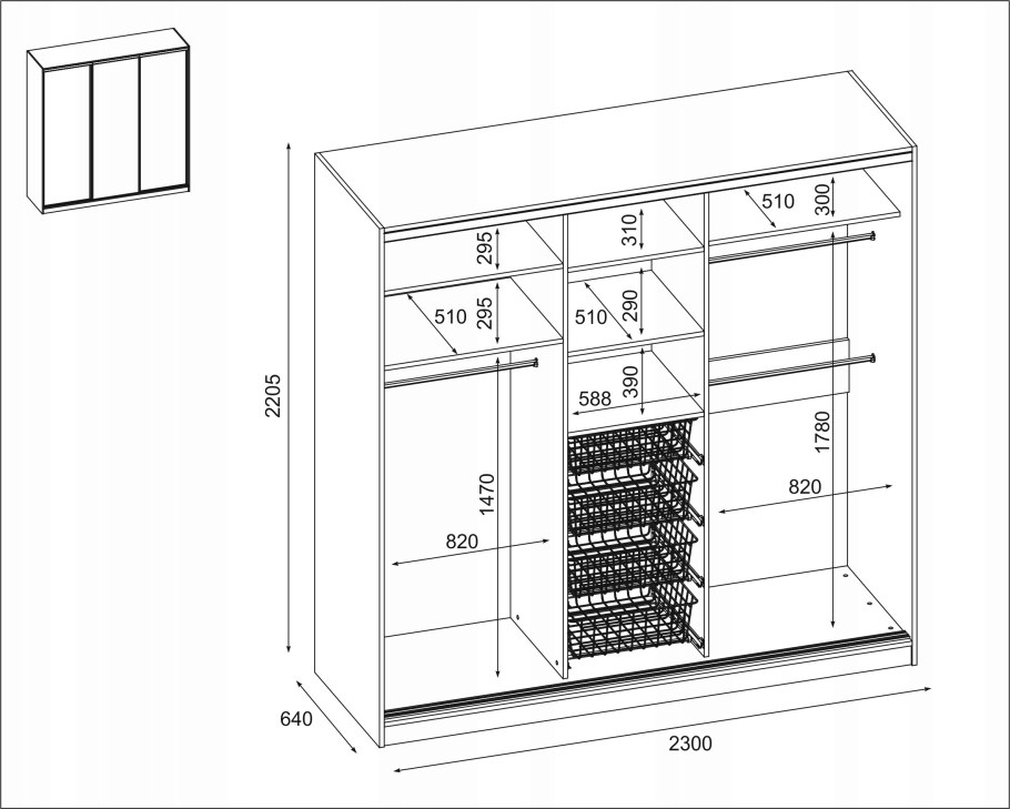 Шкаф купе ширина 230