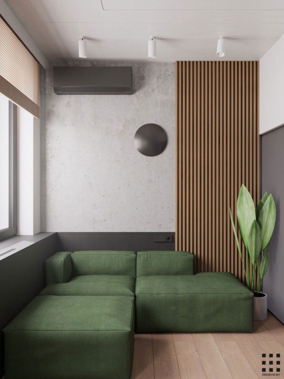 Зеленый диван Минимализм