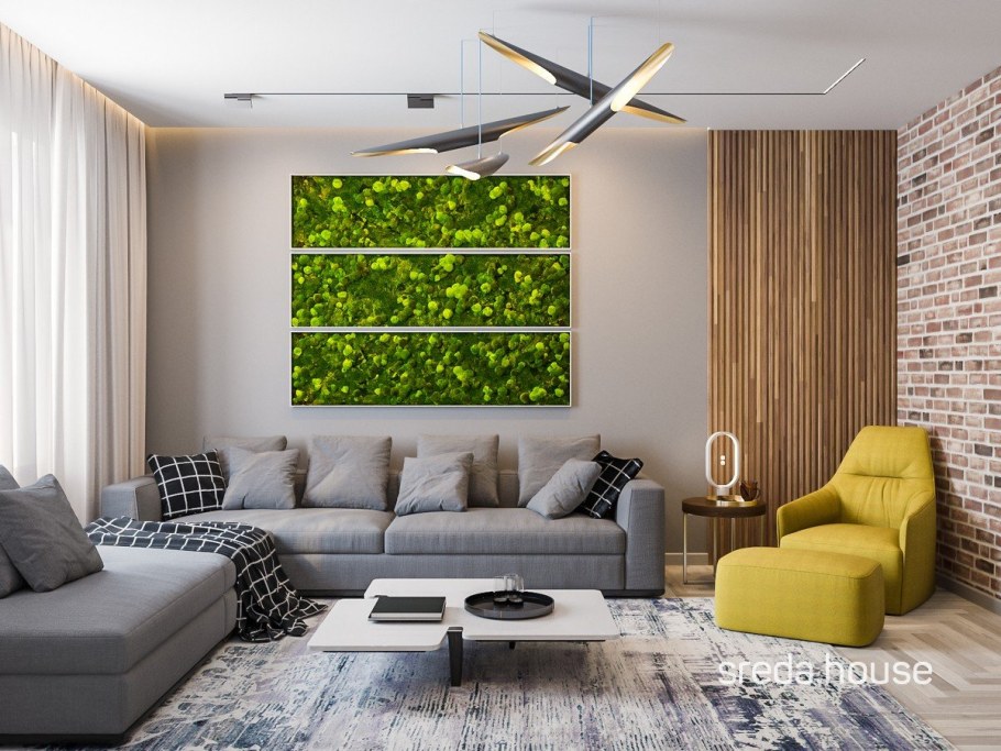 Кухня гостиная с элементами дерева