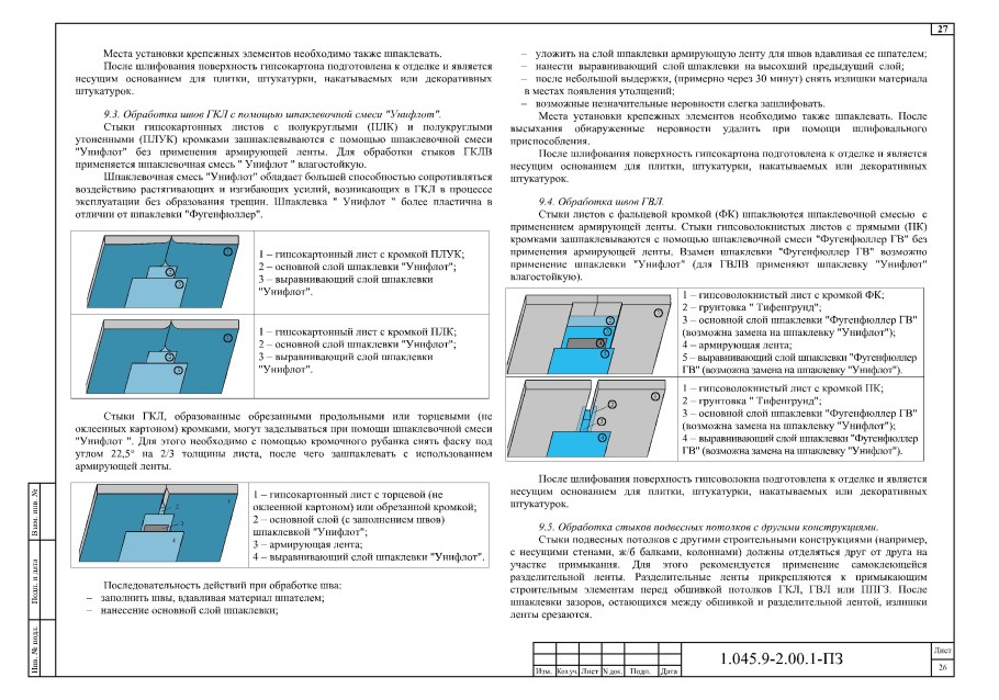 Зазор между листами ГКЛ Кнауф