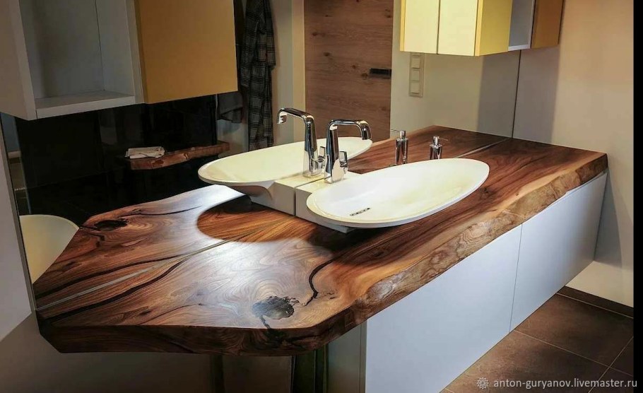 Столешница для ванной из дерева