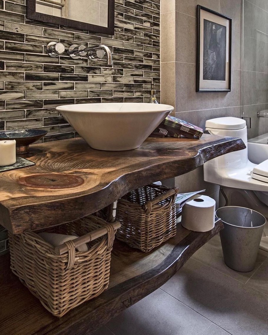 Деревянная столешница в ванную