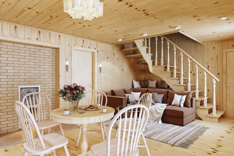 Интерьер дома из клееного бруса в стиле Прованс