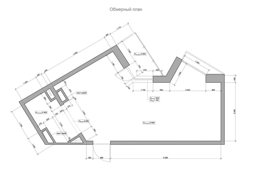 Обмерочный план коммерческого помещения
