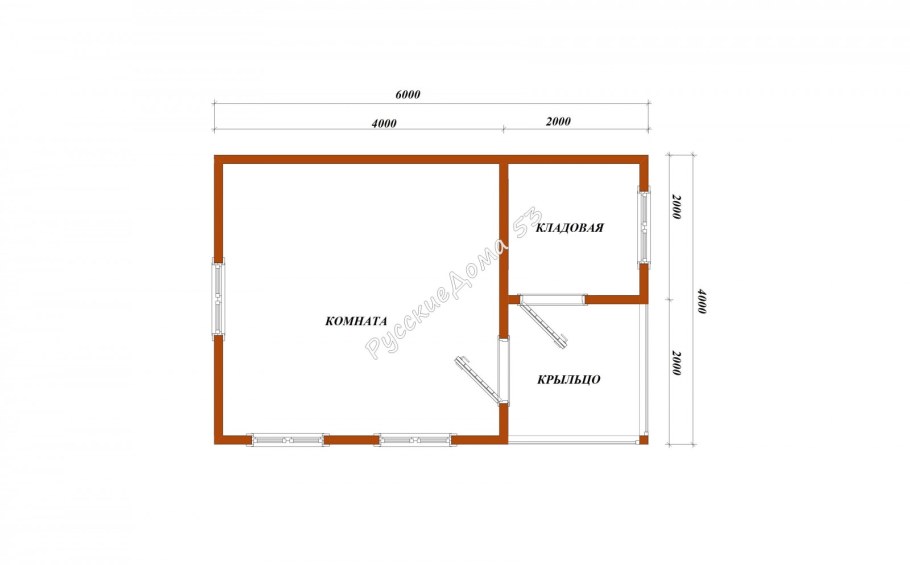 Дачный каркасный домик 6х4 планировка