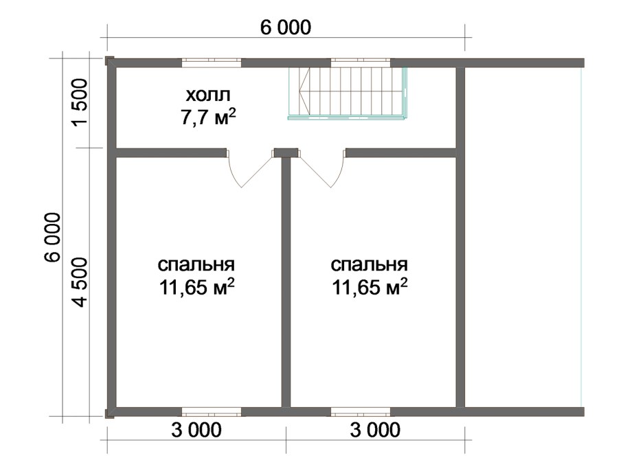 Планировка дачного дома 6х4 без перегородки