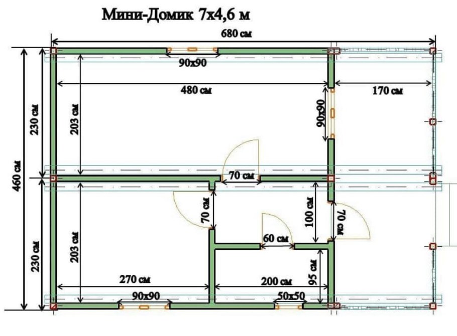 Планировка домика 8х5