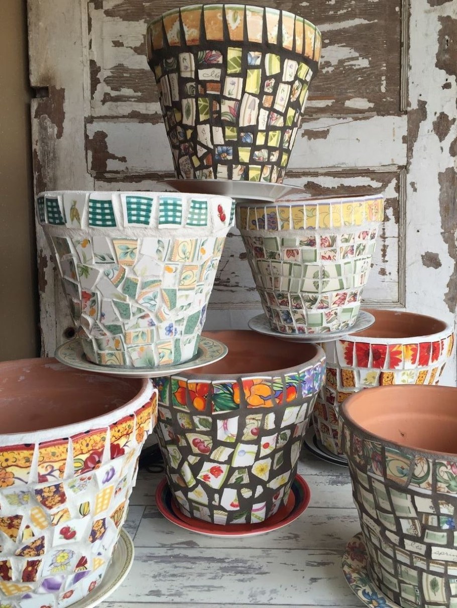Цветочные горшки мозаика