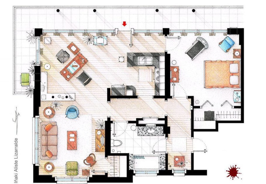 Планировка квартиры из сериала друзья