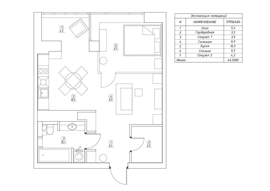 План расстановки мебели сверху и сбоку одна комната