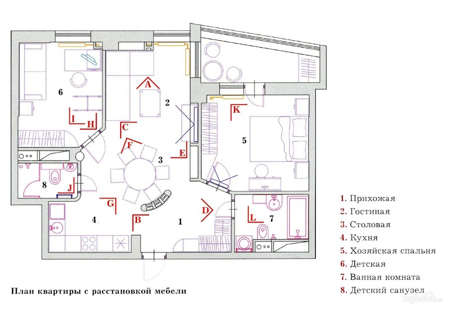 План квартиры с мебелью