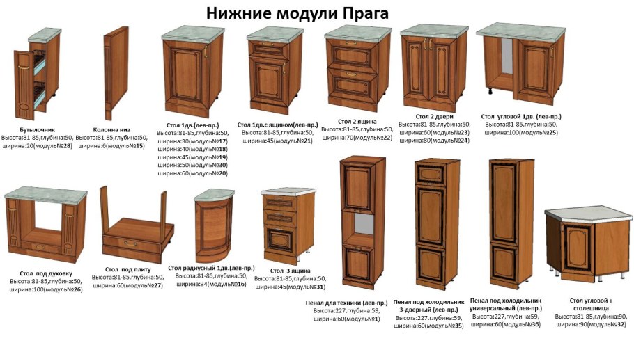 Кухня Прага модульная Кубань мебель орех