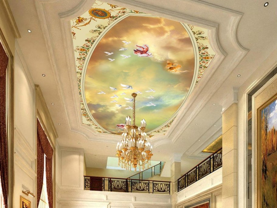 Натяжной потолок фреска