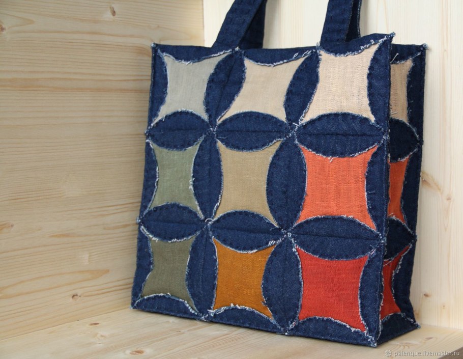 Джинсовая сумка из кружочков