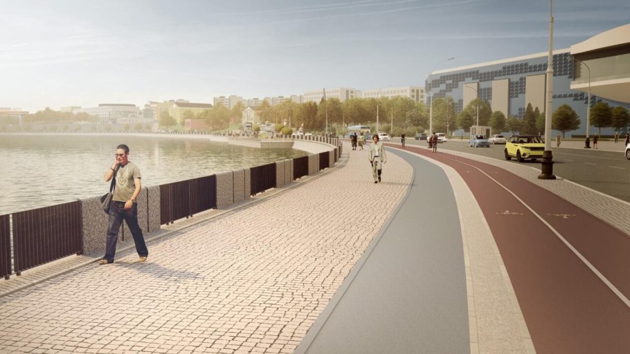 Благоустройство набережной марка Шагала в Москве