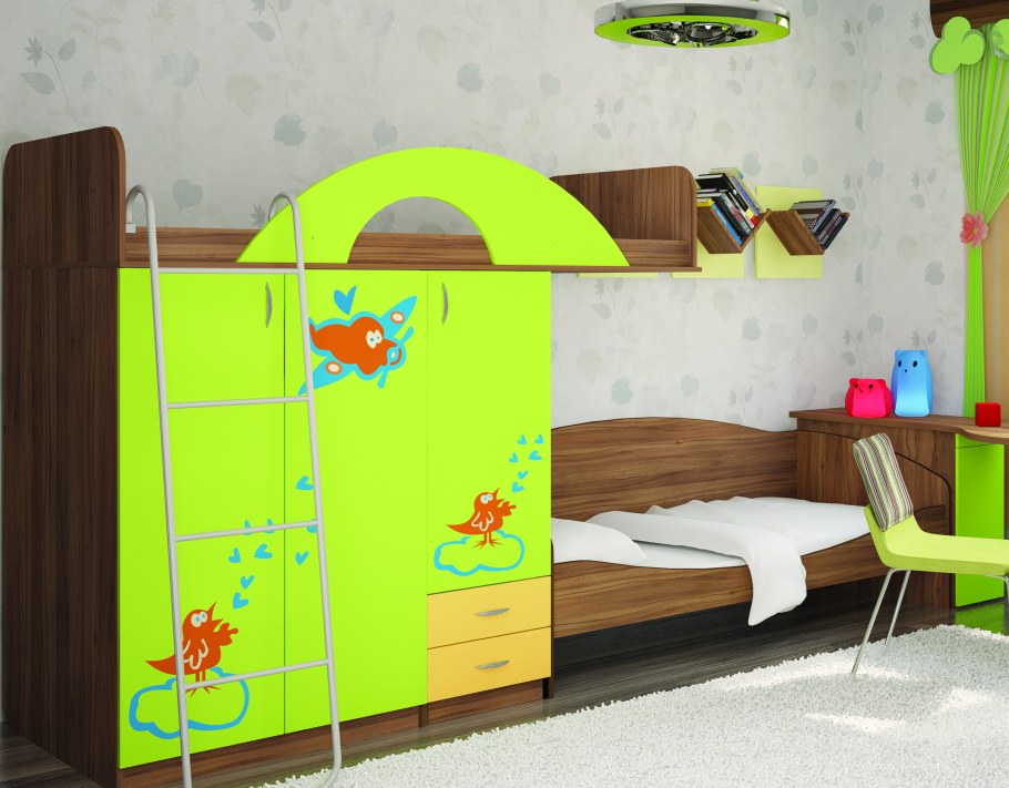 Кровать чердак Умка-202 со ступенями